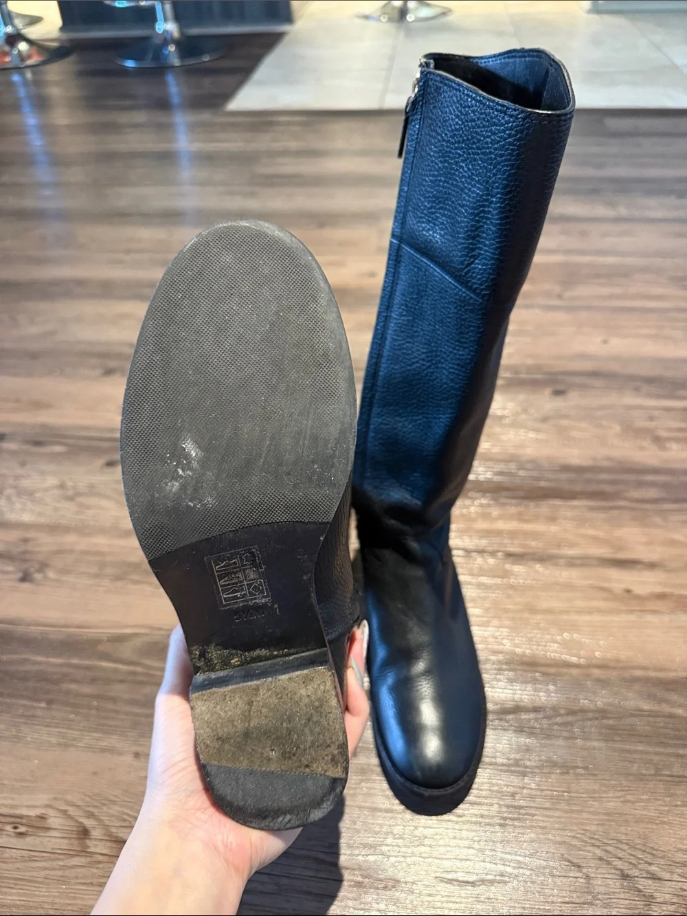 Tory Burch Black Pebbled Leather Over-the-Knee Boots